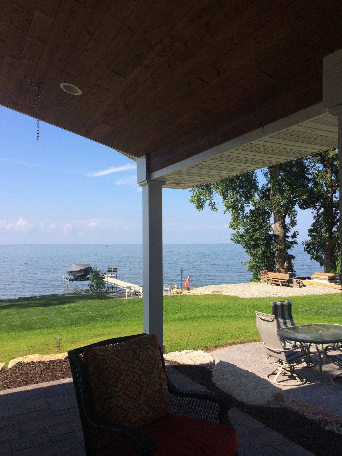 Water view from covered patio