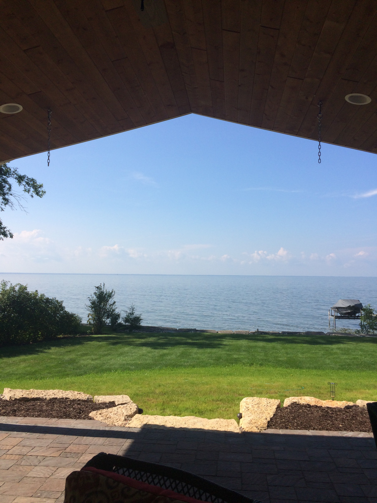Water view from the covered patio