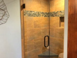 stand up shower with glass door
